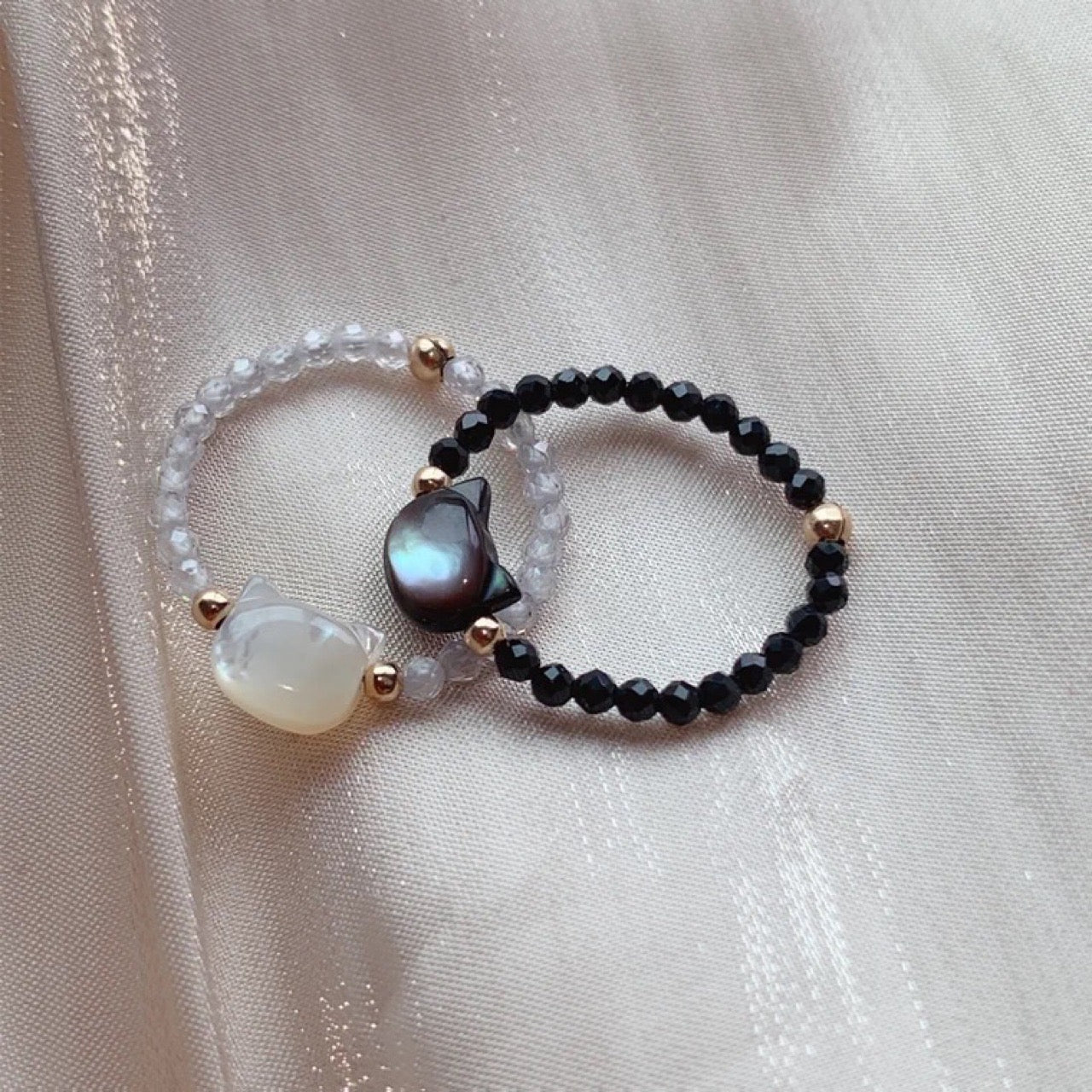 Handmade Faux Crystal Cat Shape Ring