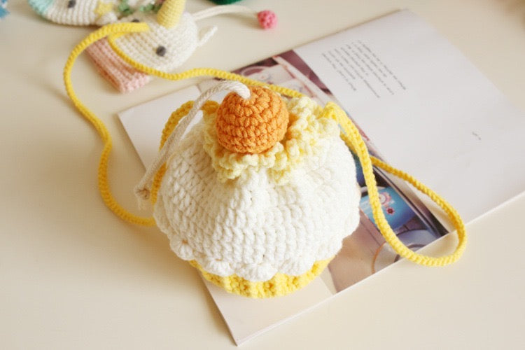 Handmade Strawberry Purse with Drawstring