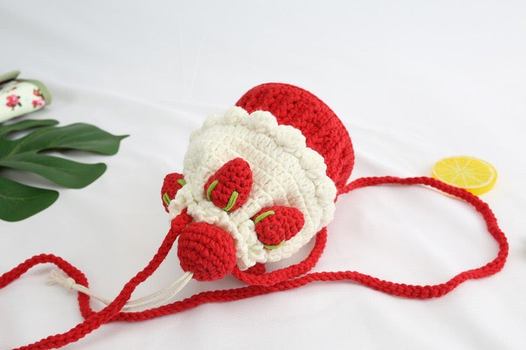 Handmade Strawberry Purse with Drawstring
