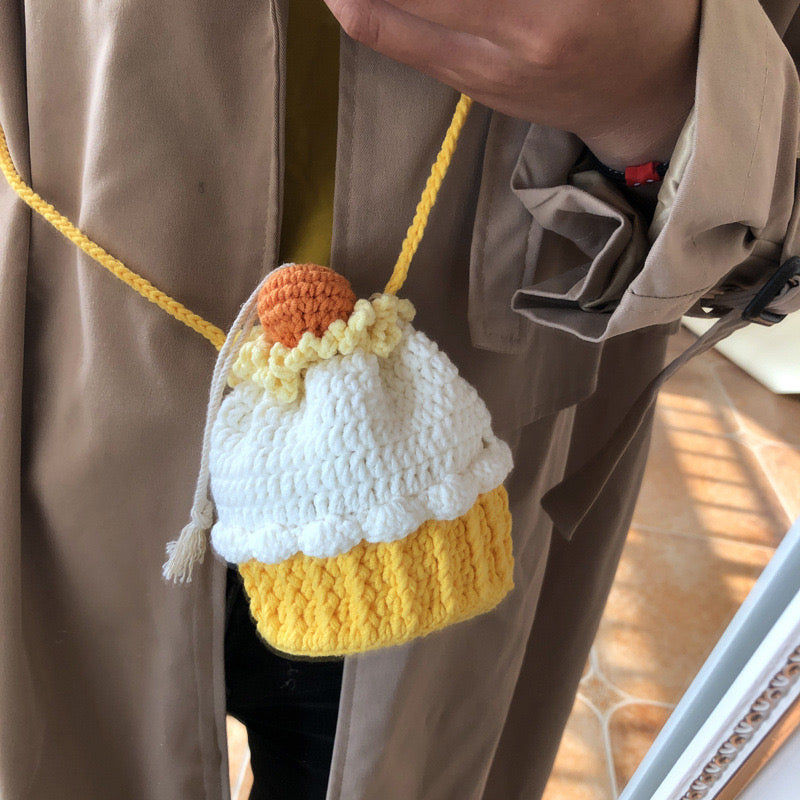 Handmade Strawberry Purse with Drawstring