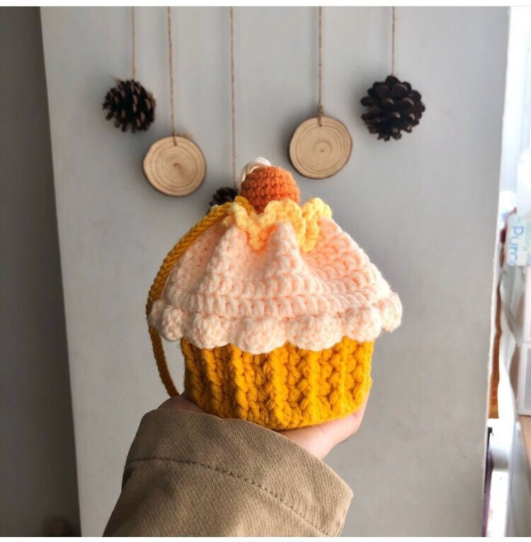 Handmade Strawberry Purse with Drawstring