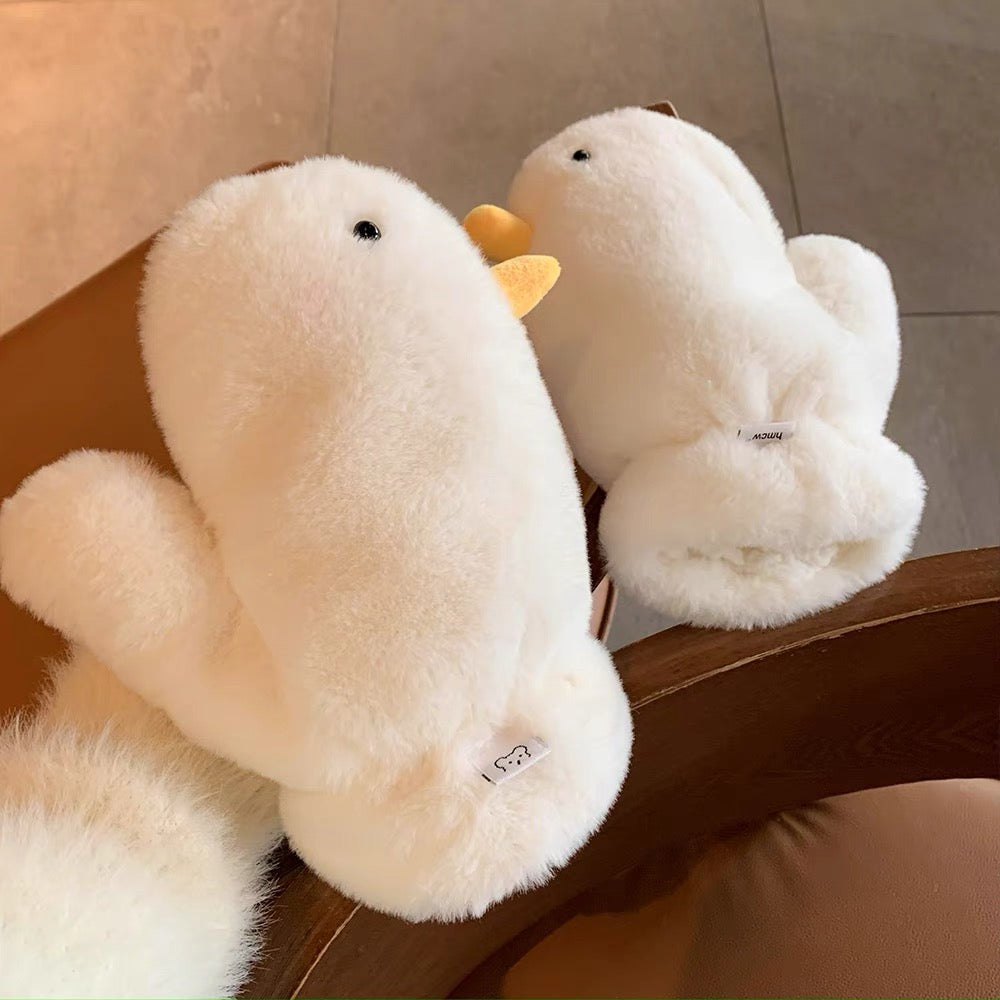 Duck Mittens Plush Fuzzy Full Finger Gloves
