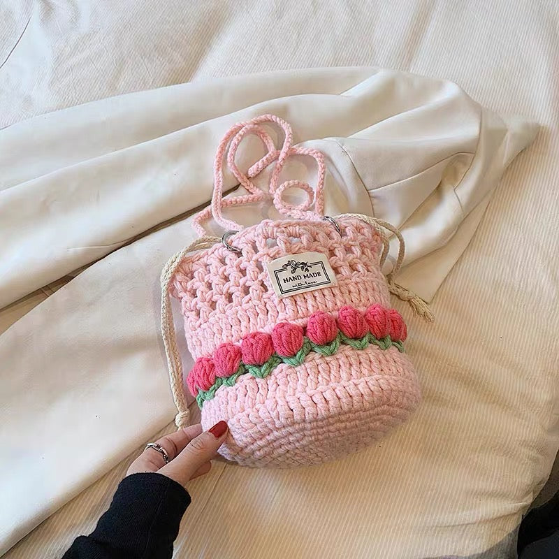 Handmade Tulip Drawstring Bag