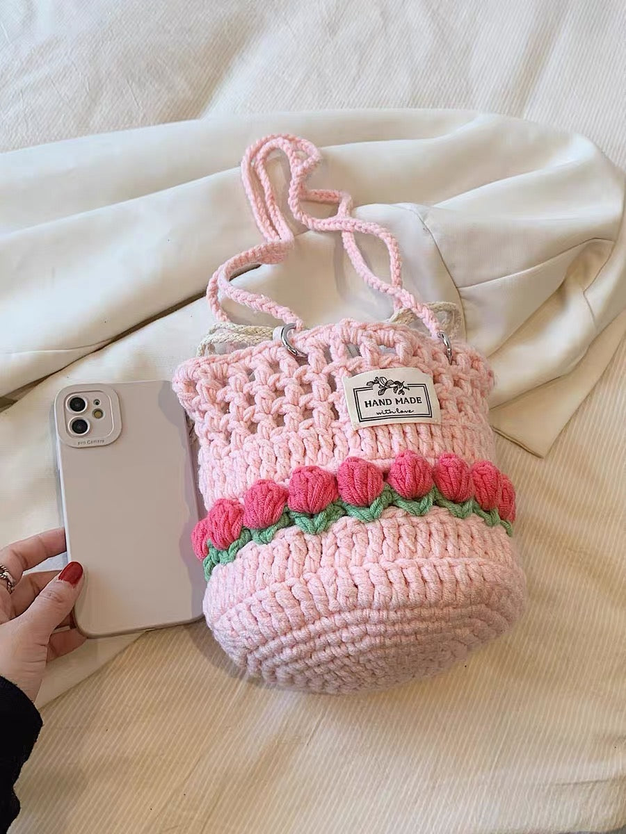 Handmade Tulip Drawstring Bag
