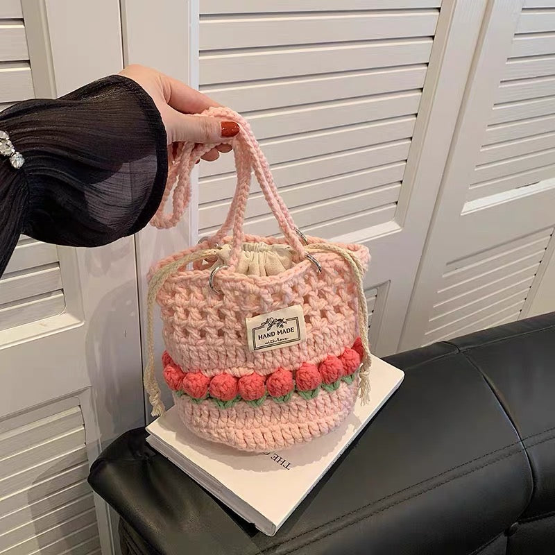 Handmade Tulip Drawstring Bag