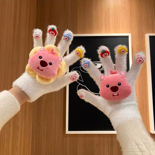 Loopy Plush Gloves with Touch Screen Fingers