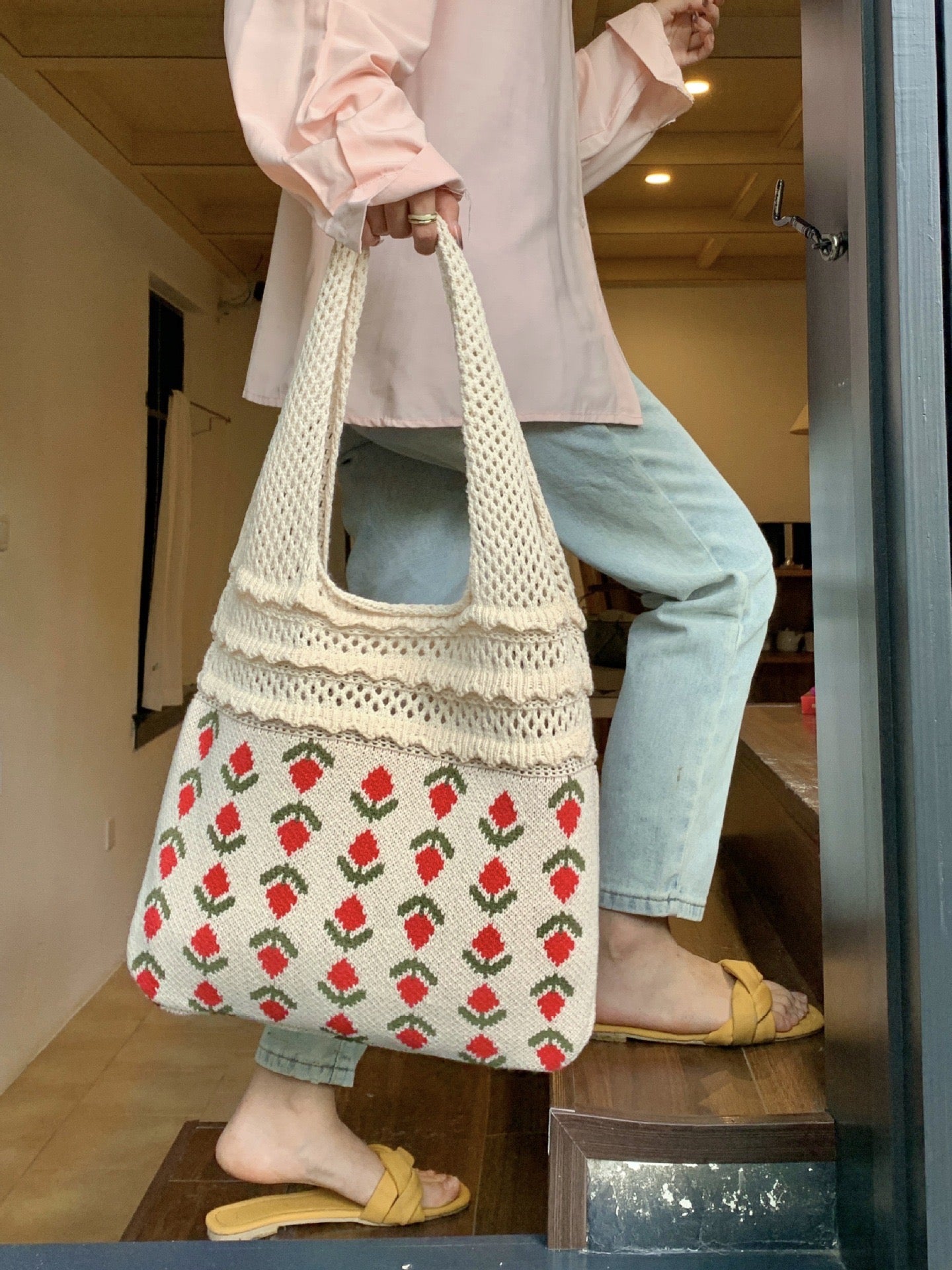 Handmade Flower Shoulder Bag