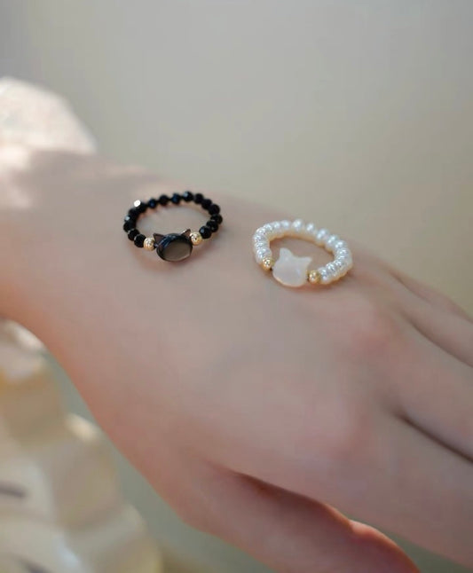 Handmade Faux Crystal Cat Shape Ring