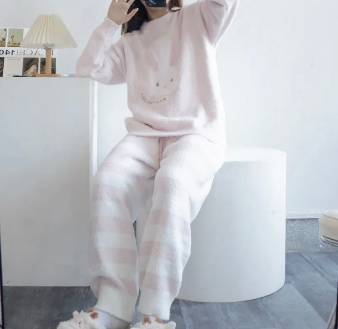 Cream Bunny Plush Pajama