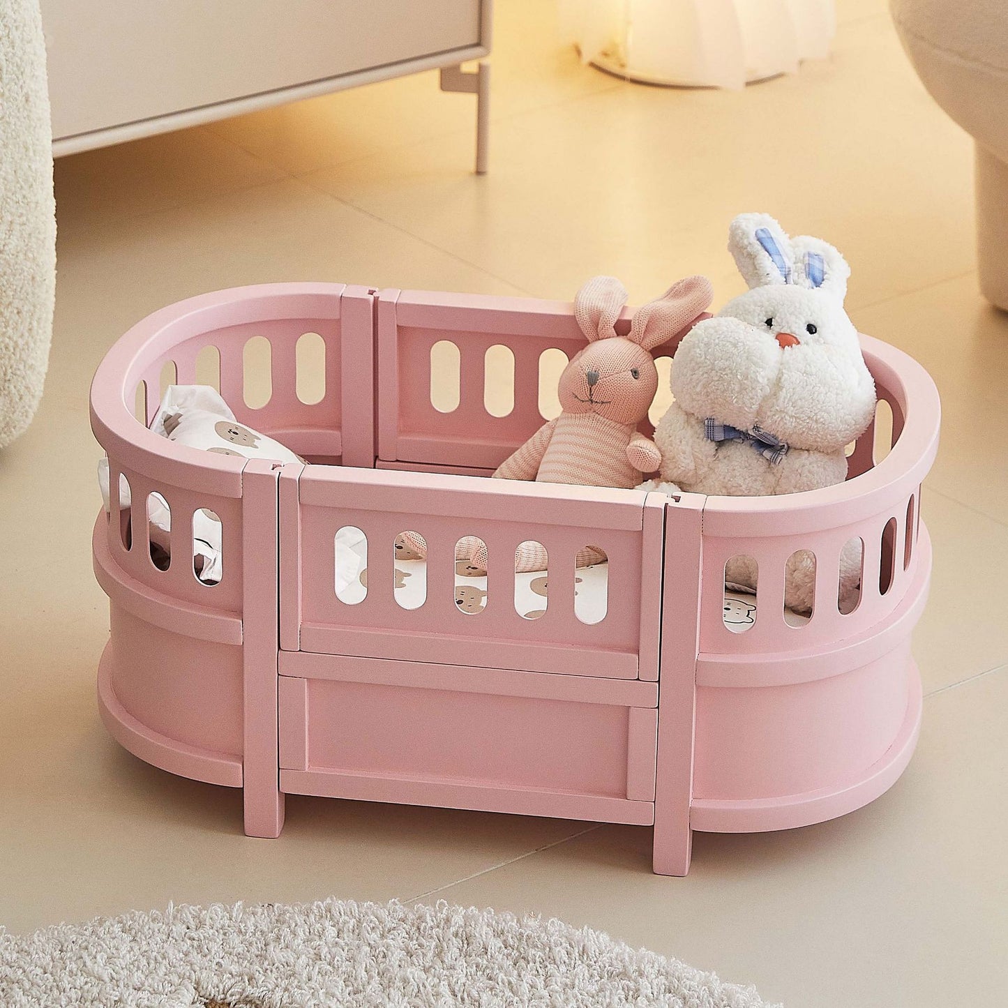 Mini Wooden Bed with Removable Mattress & Pillow for kitty/puppy/doll