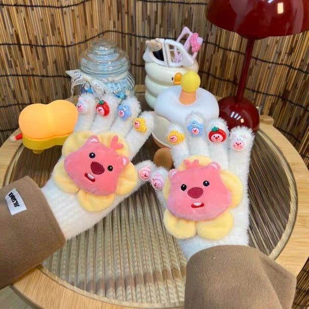 Loopy Plush Gloves with Touch Screen Fingers