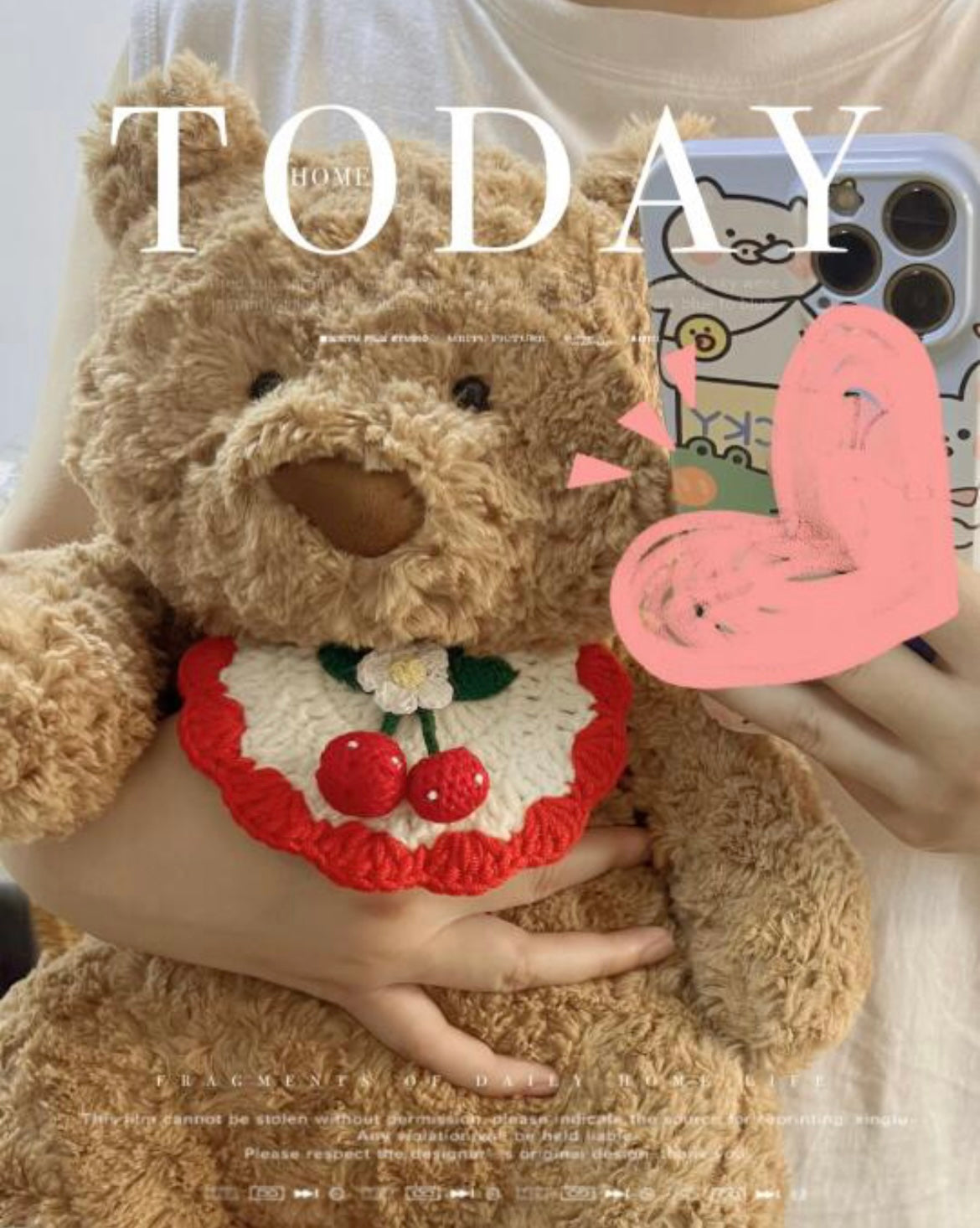 Strawberry Collar for jellycat Bartholomew Bear