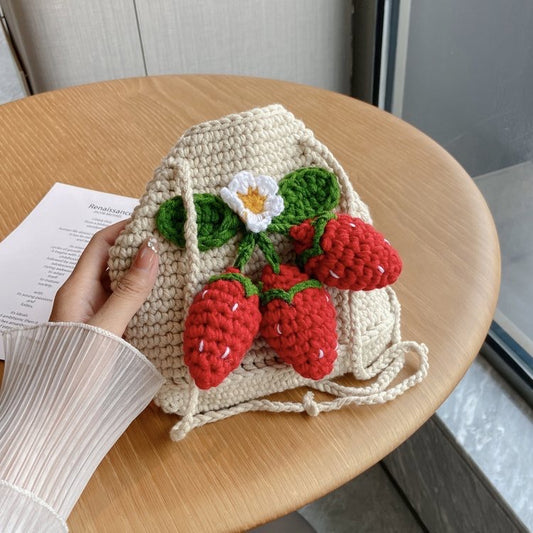 Kawaii Knitted Strawberry Shoulder Bag