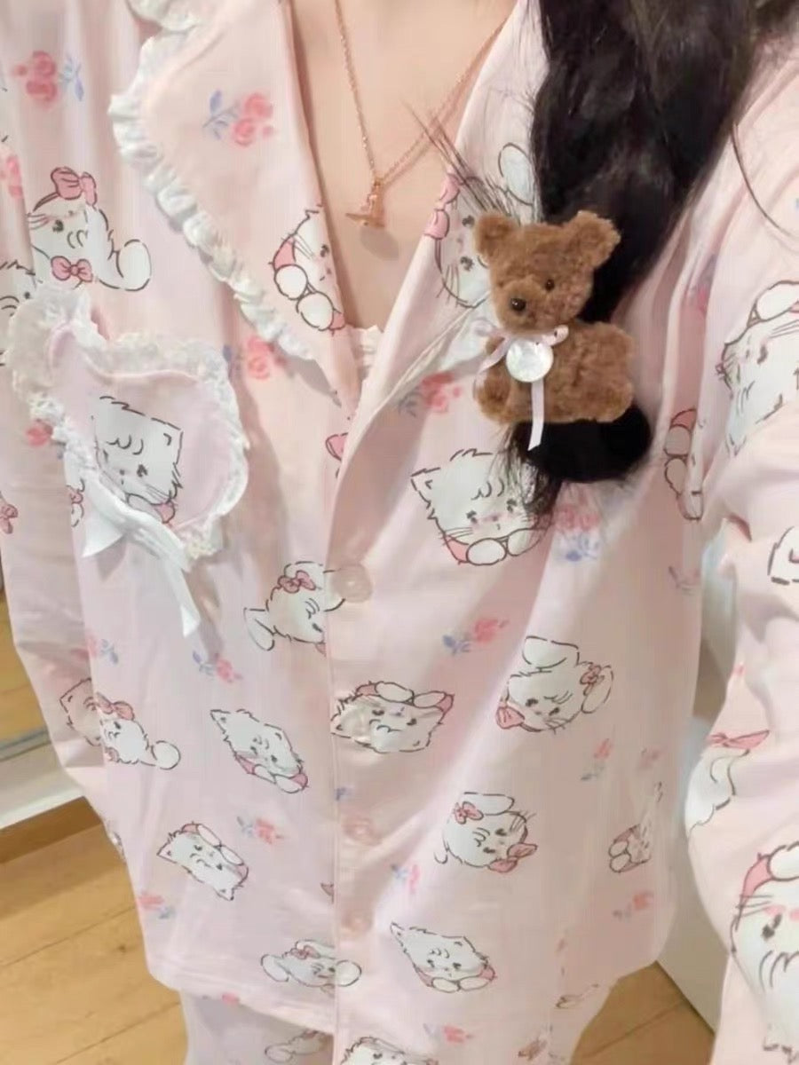 Mikko Kitty Cotton Pajamas