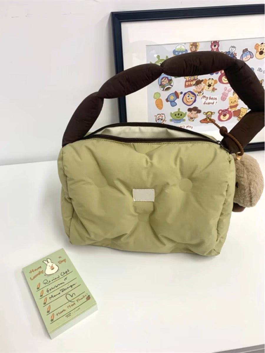 Puffer Tote Bag with Cookie Pendant