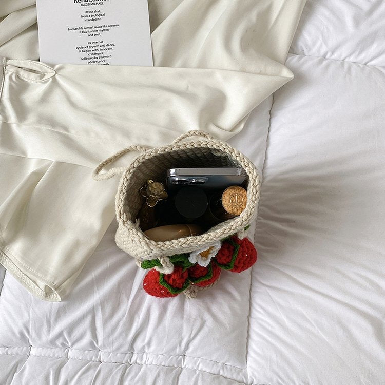 Kawaii Knitted Strawberry Shoulder Bag