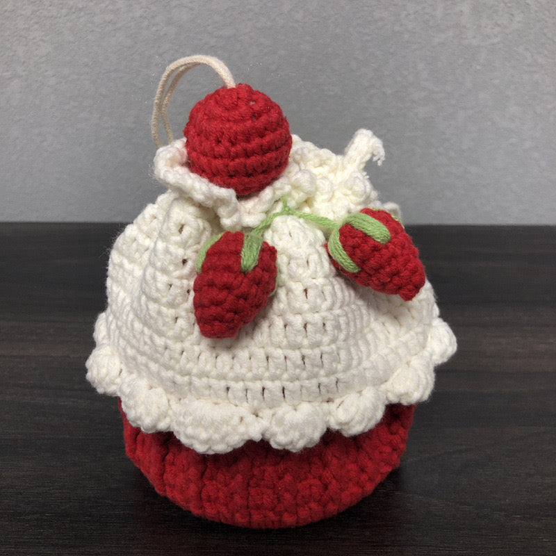 Handmade Strawberry Purse with Drawstring