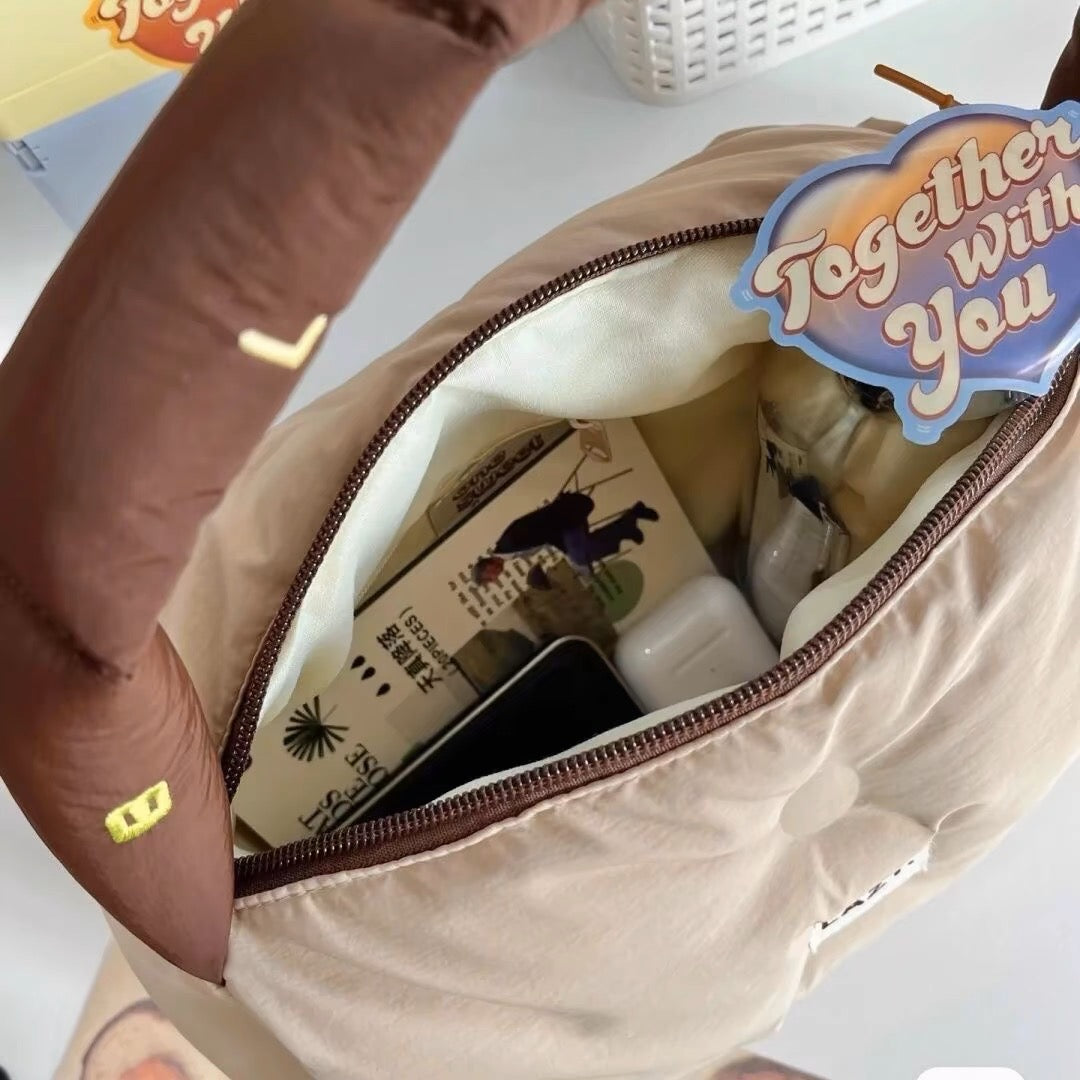 Puffer Tote Bag with Cookie Pendant