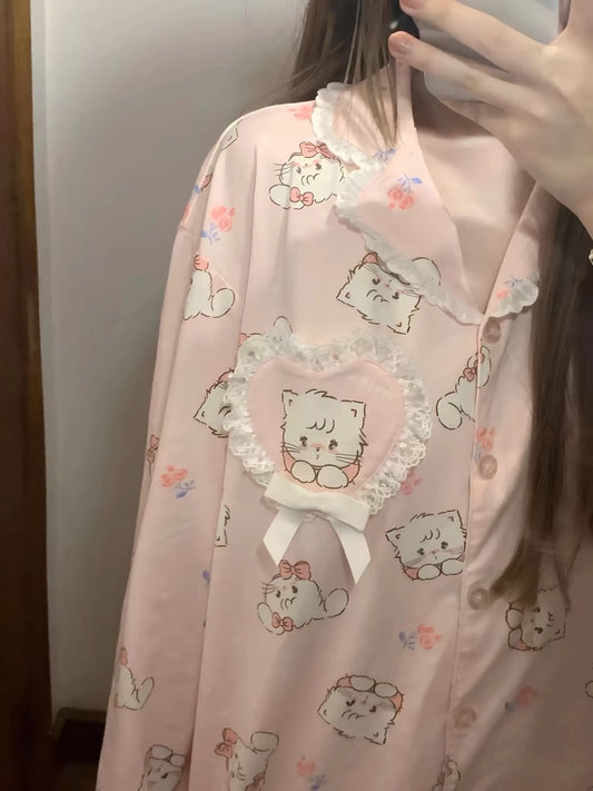 Mikko Kitty Cotton Pajamas