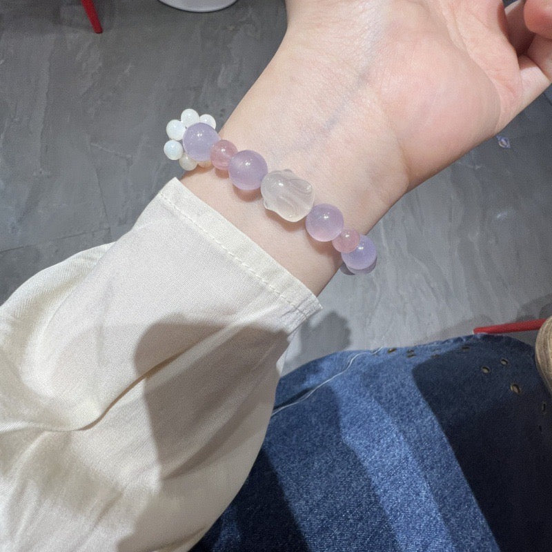 Natural Ice Purple & White Moonstone Bracelet