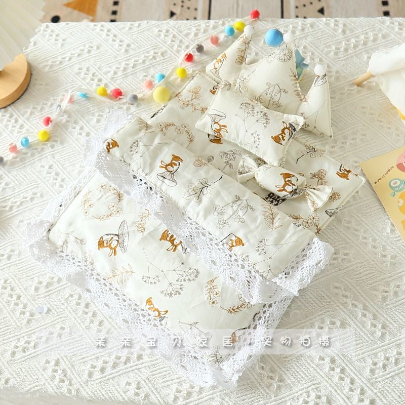 Sleeping Set for Dolls including 3Pillow + 1Sheet + 1Quilt