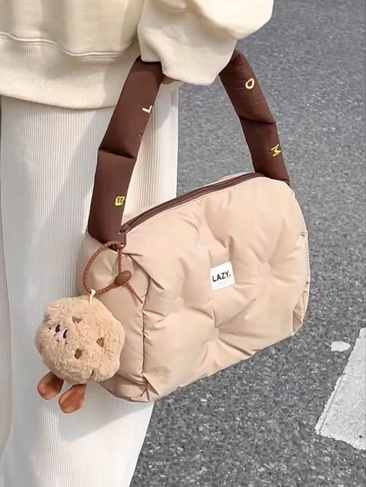 Puffer Tote Bag with Cookie Pendant