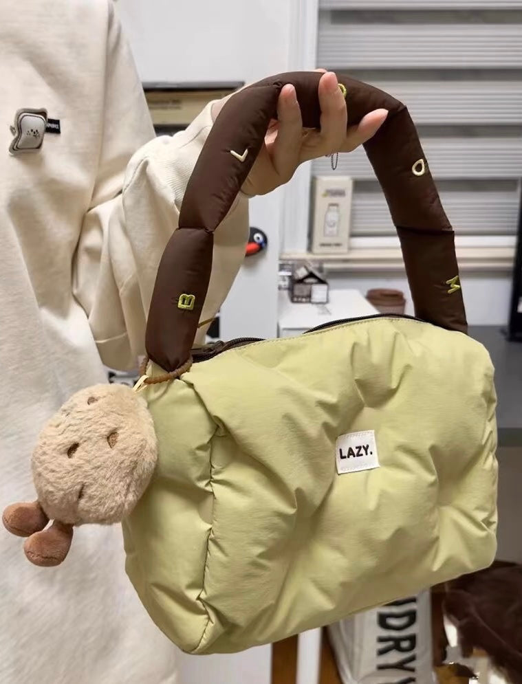 Puffer Tote Bag with Cookie Pendant
