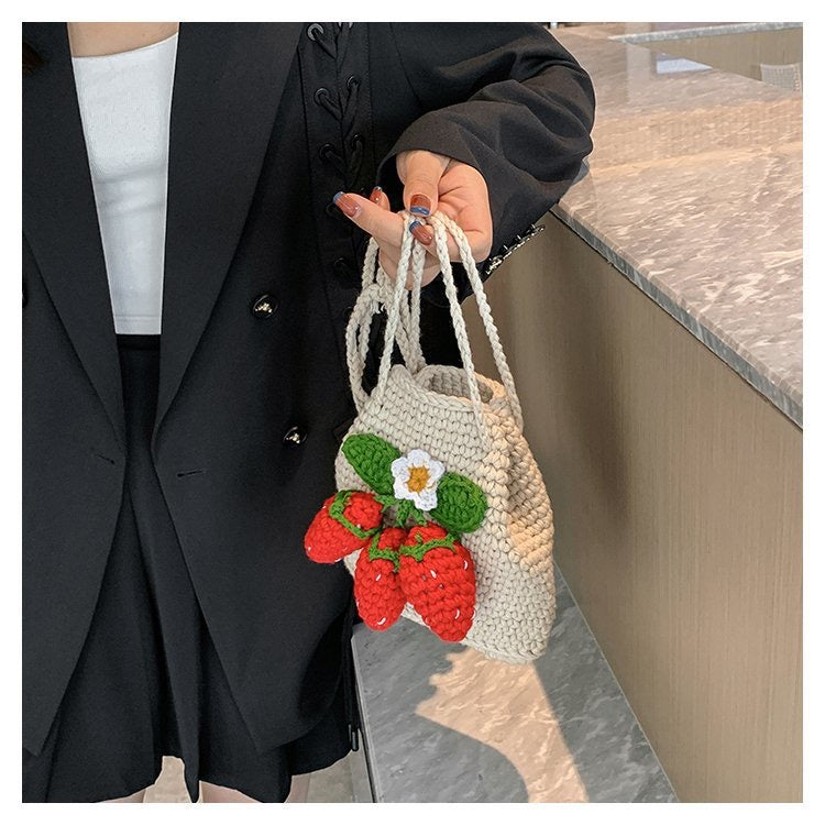 Kawaii Knitted Strawberry Shoulder Bag
