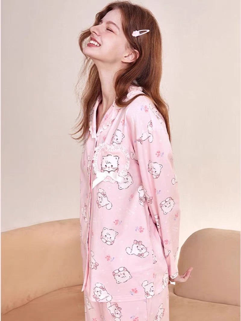 Mikko Kitty Cotton Pajamas