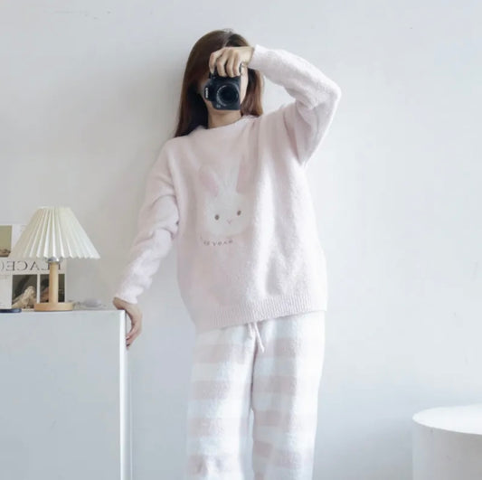 Cream Bunny Plush Pajama