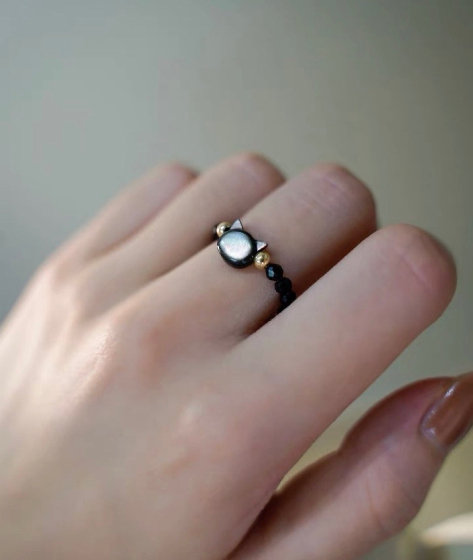 Handmade Faux Crystal Cat Shape Ring