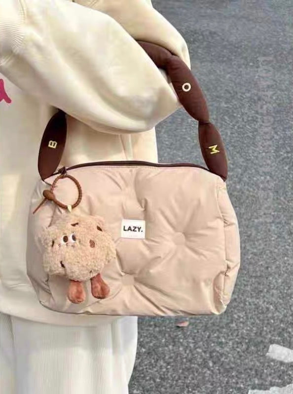 Puffer Tote Bag with Cookie Pendant