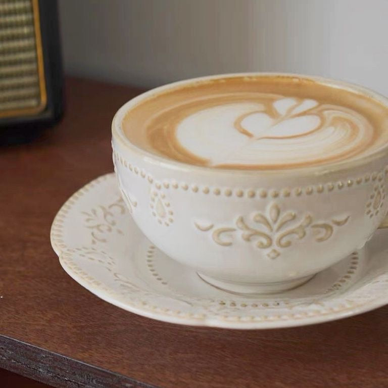 Pearl Stoneware Cappuccino Mug with Saucer