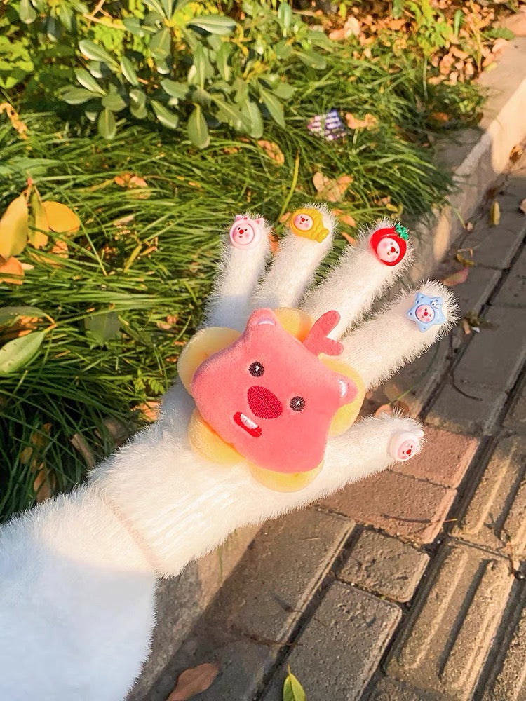 Loopy Plush Gloves with Touch Screen Fingers