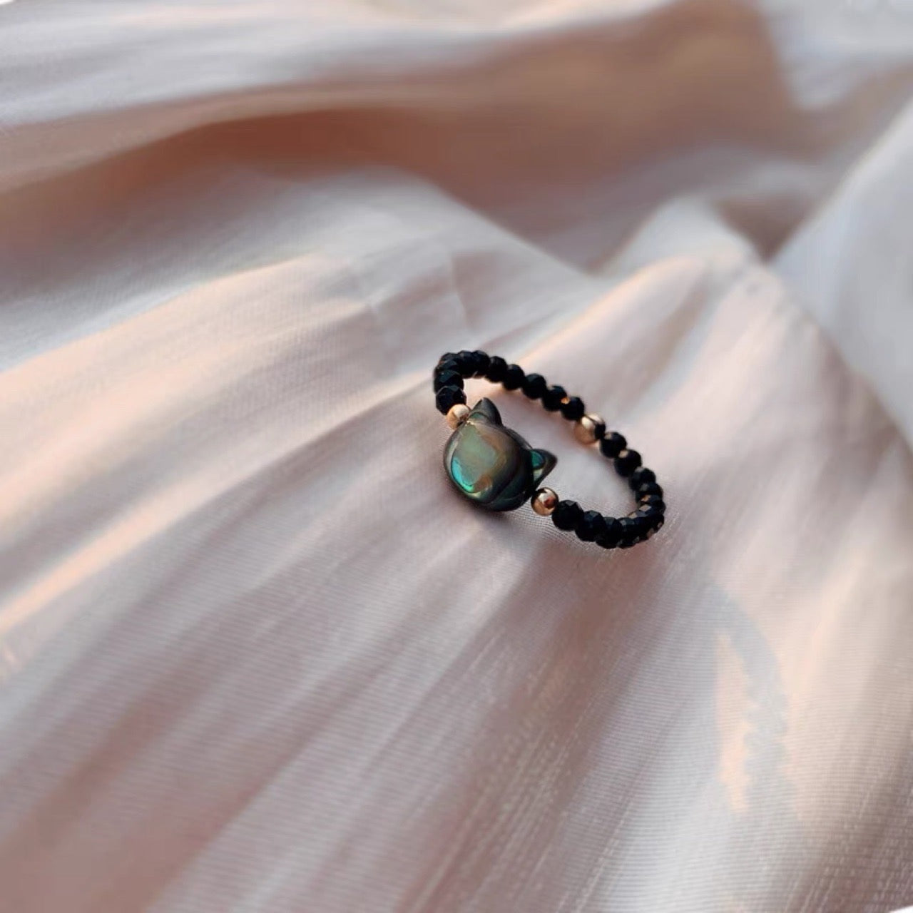 Handmade Faux Crystal Cat Shape Ring