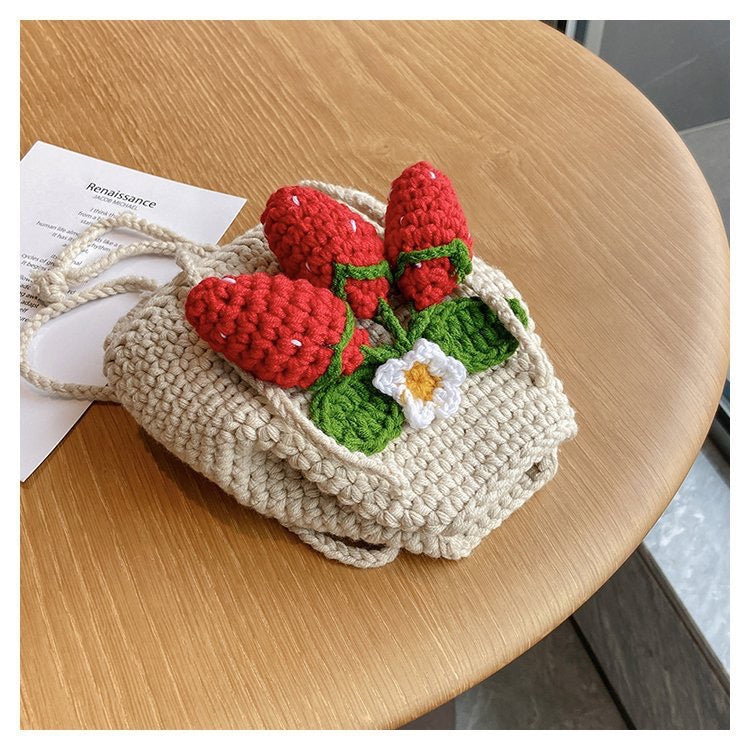 Kawaii Knitted Strawberry Shoulder Bag