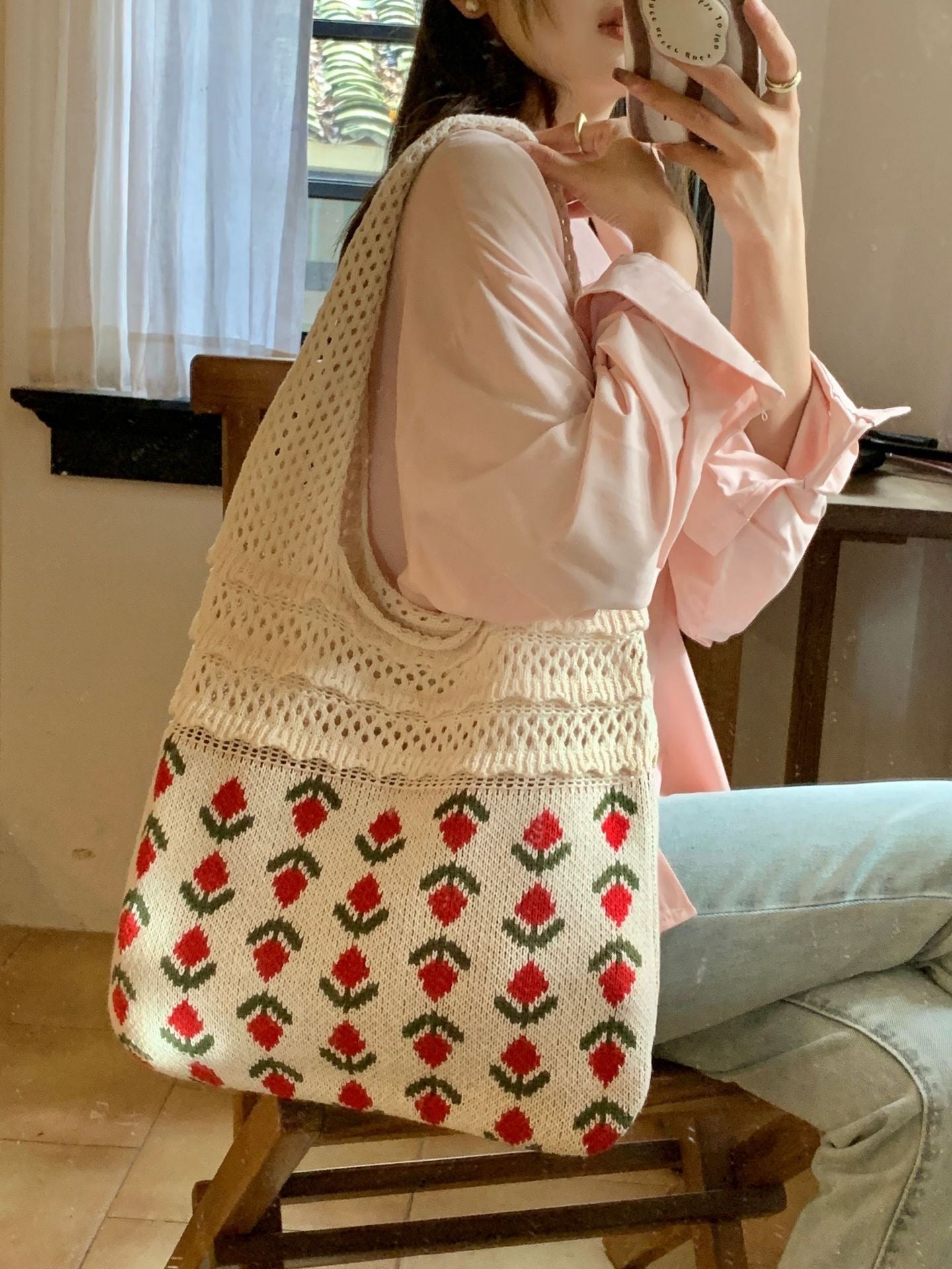 Handmade Flower Shoulder Bag