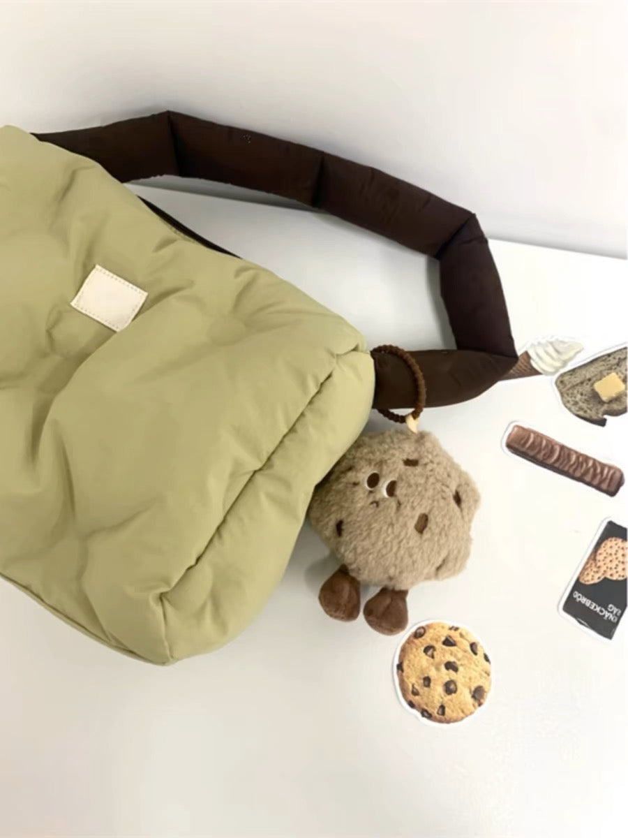 Puffer Tote Bag with Cookie Pendant