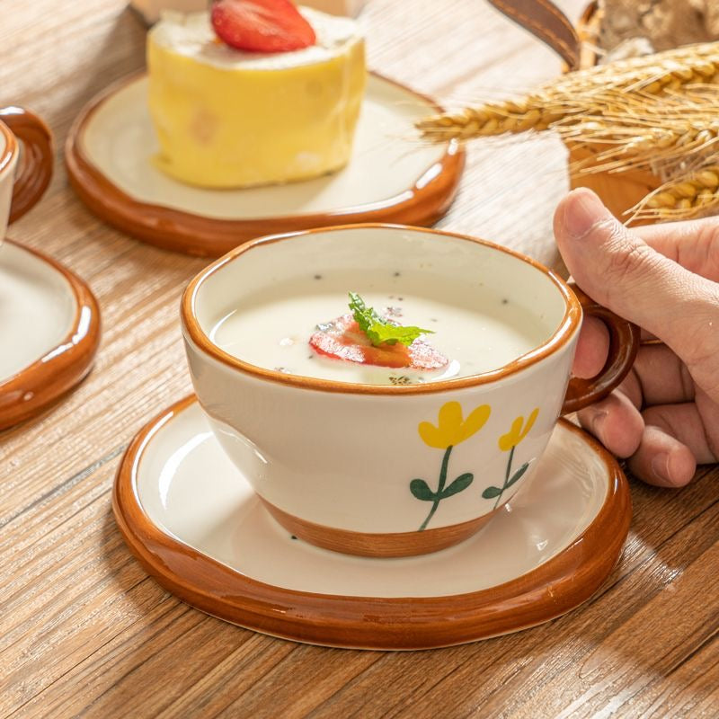 Vie Florale: Ceramic Coffee Mug with Dessert Plate