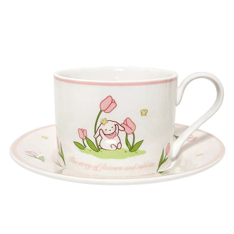 Crème Bunny: Ceramic Coffee Cup with spoon/plate/lid