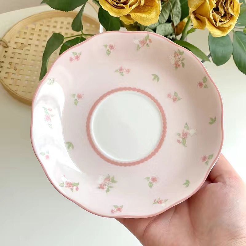 Rosy Bunny: French Style Coffee Cup Set with Saucer