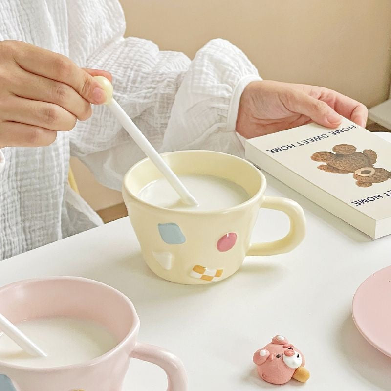 Creamy Cookie: Morning Coffee Mug with Lollipop-shaped Spoon
