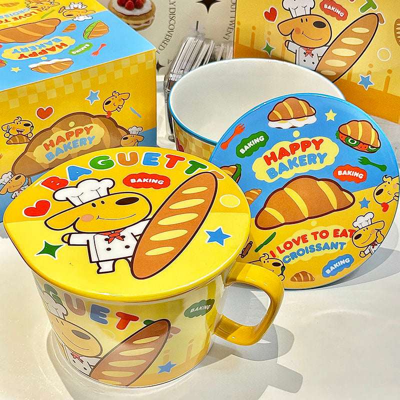 Bakery Doge: Ceramic Ramen Bowl with Lid Handle