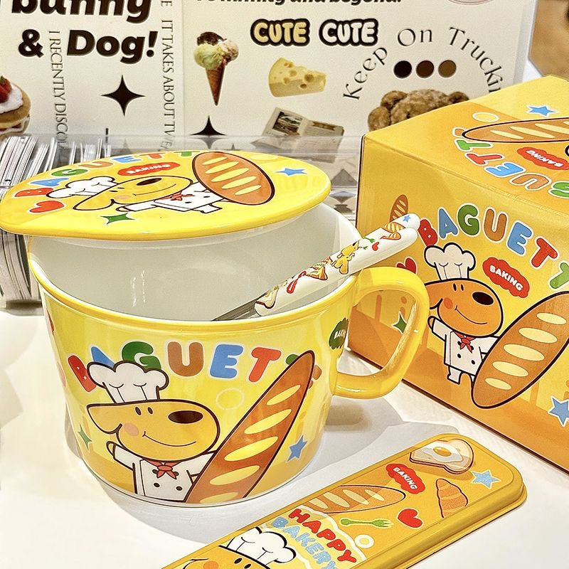 Bakery Doge: Ceramic Ramen Bowl with Lid Handle