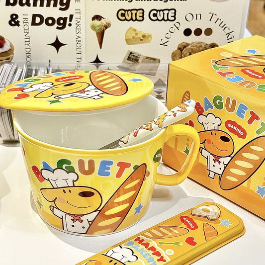 Bakery Doge: Ceramic Ramen Bowl with Lid Handle