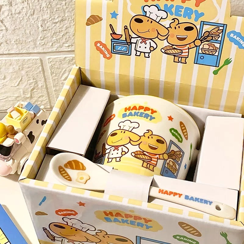 Bakery Doge: Ceramic Ramen Bowl with Lid Handle