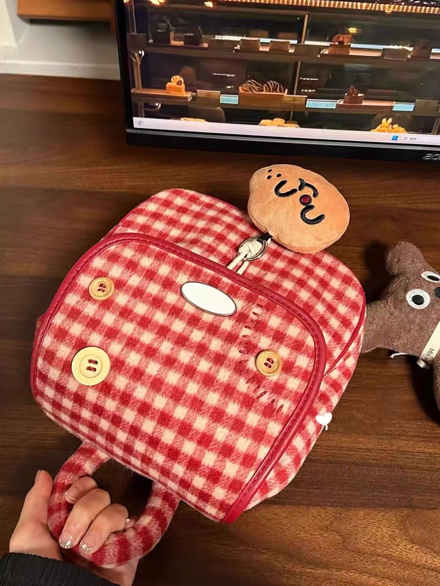 Vintage Cute Backpack with A Potato Pendant
