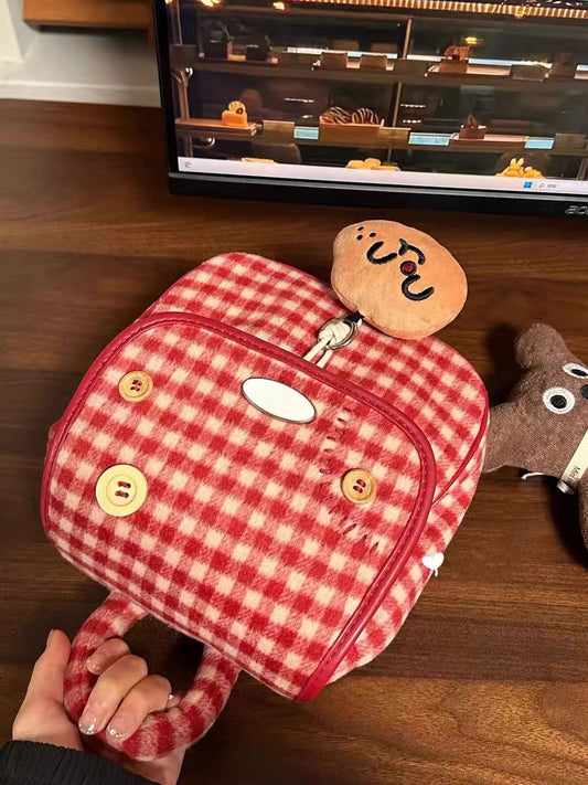 Vintage Cute Backpack with A Potato Pendant