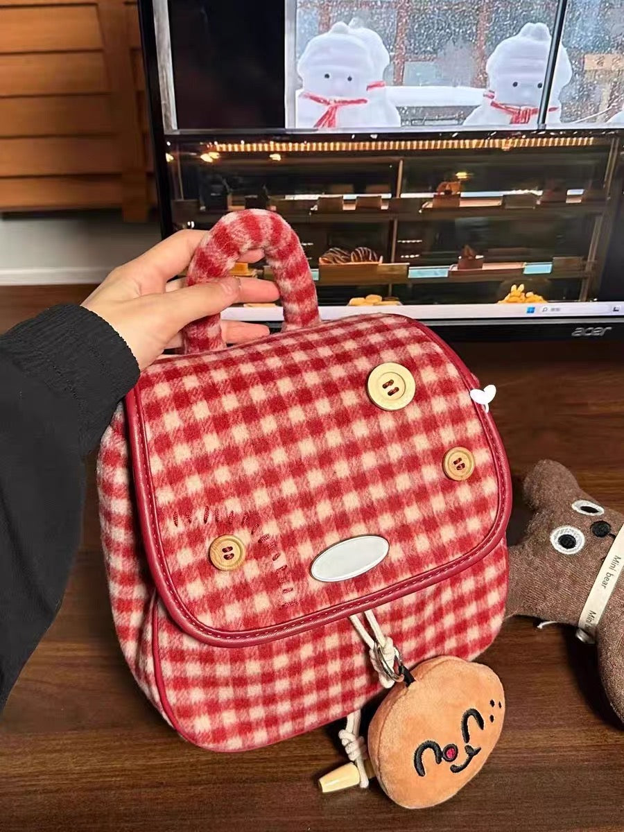 Vintage Cute Backpack with A Potato Pendant