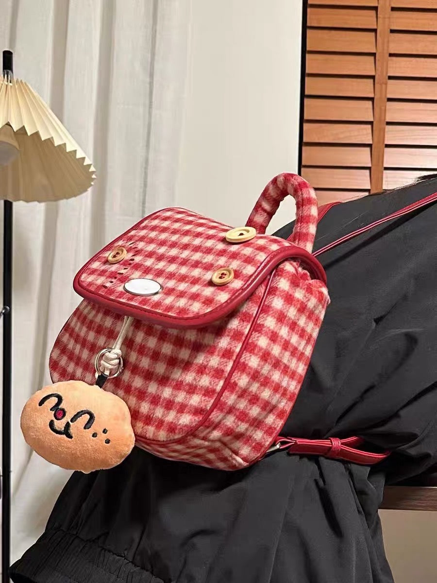 Vintage Cute Backpack with A Potato Pendant